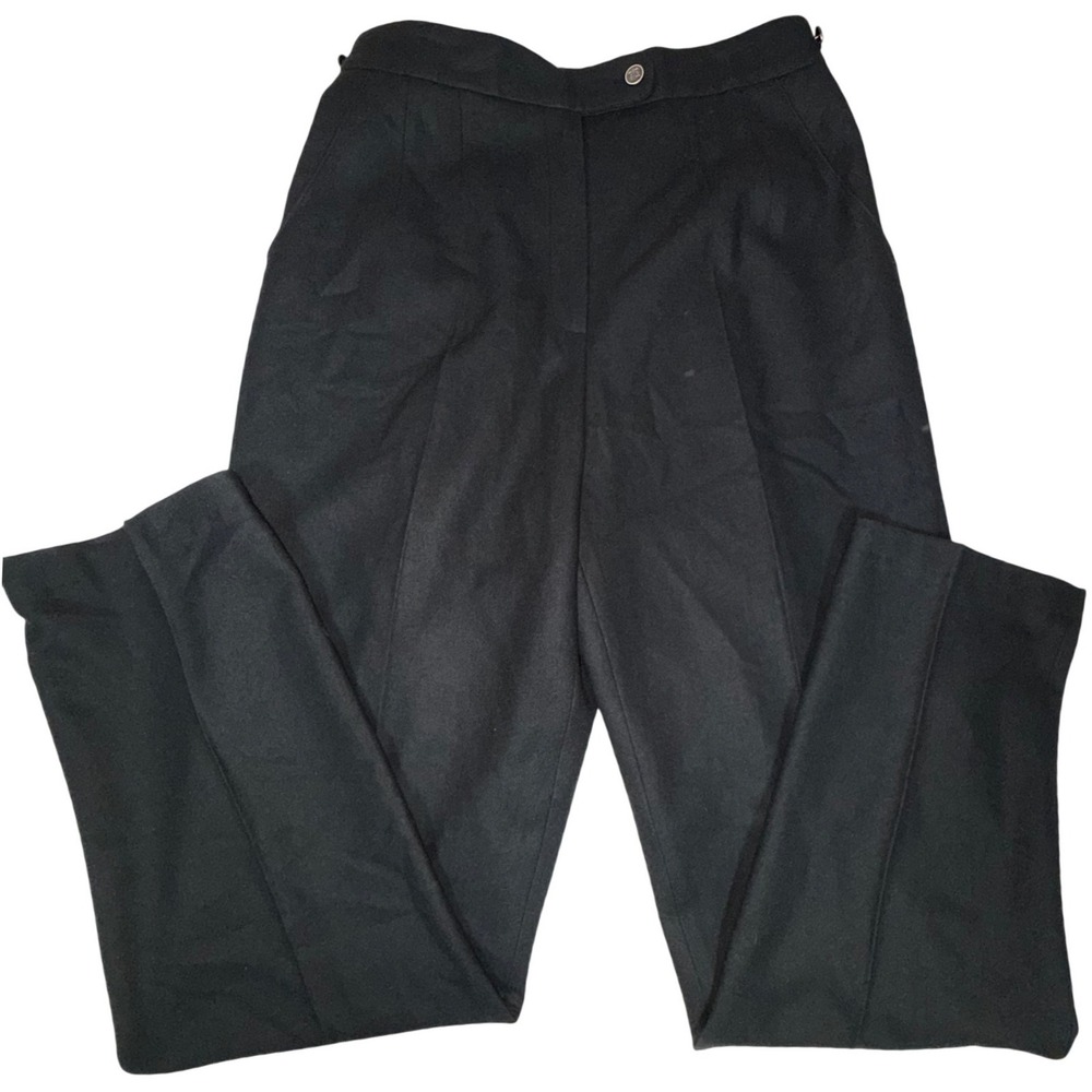 Harve Benard Wool Viscose Blend Trousers Womens 10 Black High Rise NWT